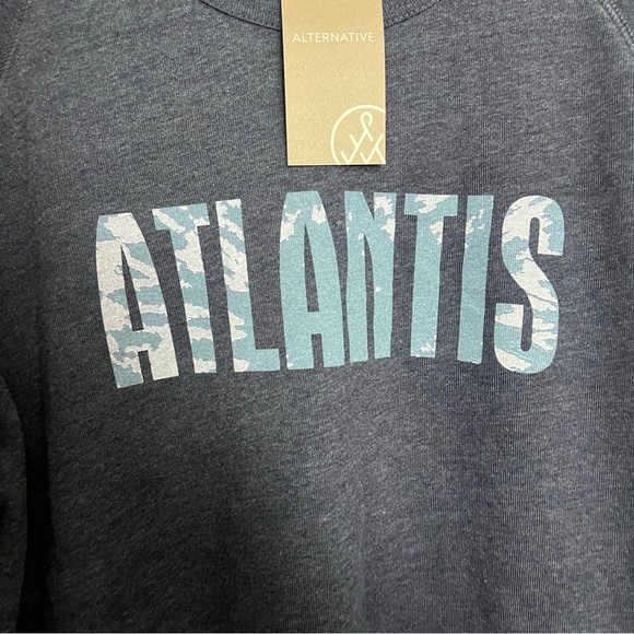 NWT Alernative Apparel Atlantis Blue Crew Neck Pullover Sweater Size Large - Picture 2 of 6